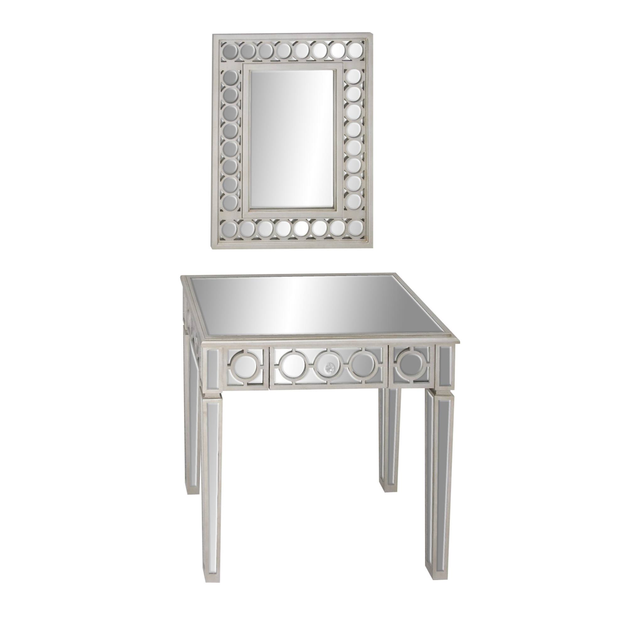 Set of 2 Grey Wood Glam Console Table, 31" x 31"